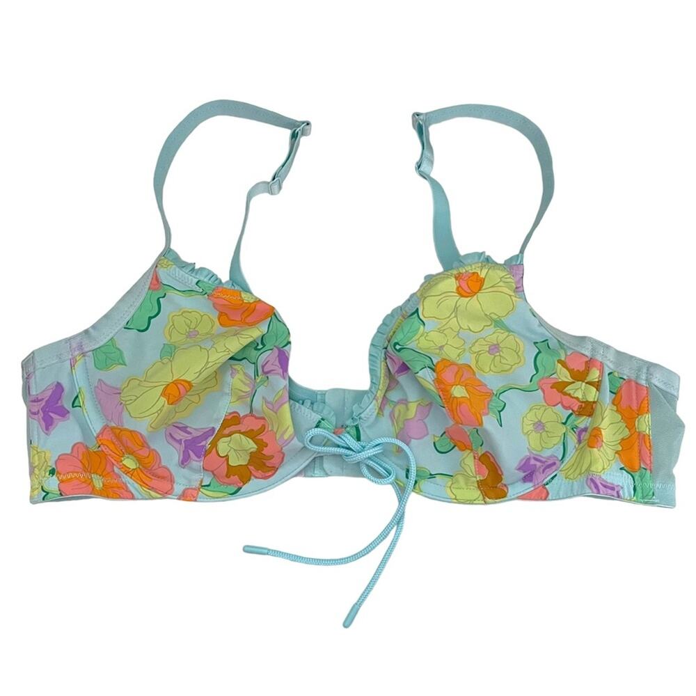 Savage X Fenty Free Spirit Floral Unlined Plunge Bra Flower Power Print Size 40C